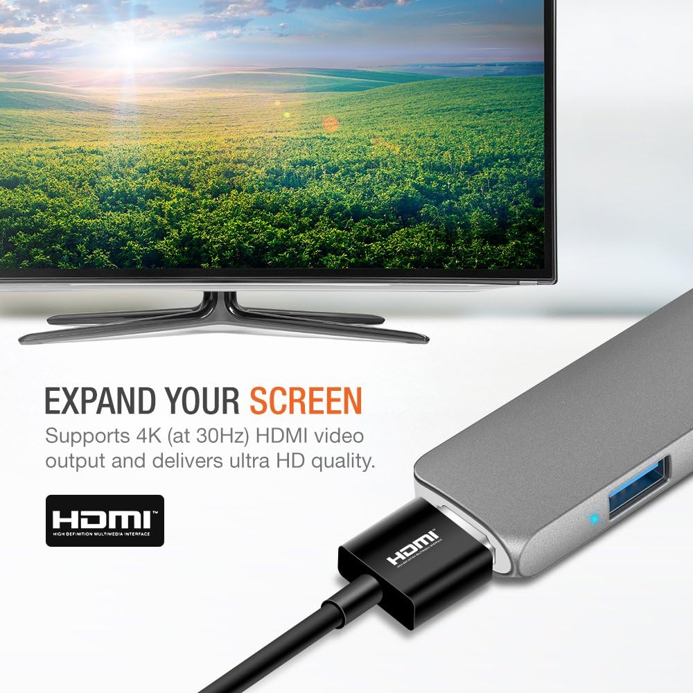 Onе-Dау Sаlе: Uр tо 60% оƒƒ USB C Hub Adapter, Trianium Aluminum Multi Port Charger Dock USB Type C to HDMI / USB C / 2 USB-A 3.0 Port [Pass-Through Charging] For Macbook Pro,Chromebook, Phone,Hard Flash Drive,Other USB C Laptop