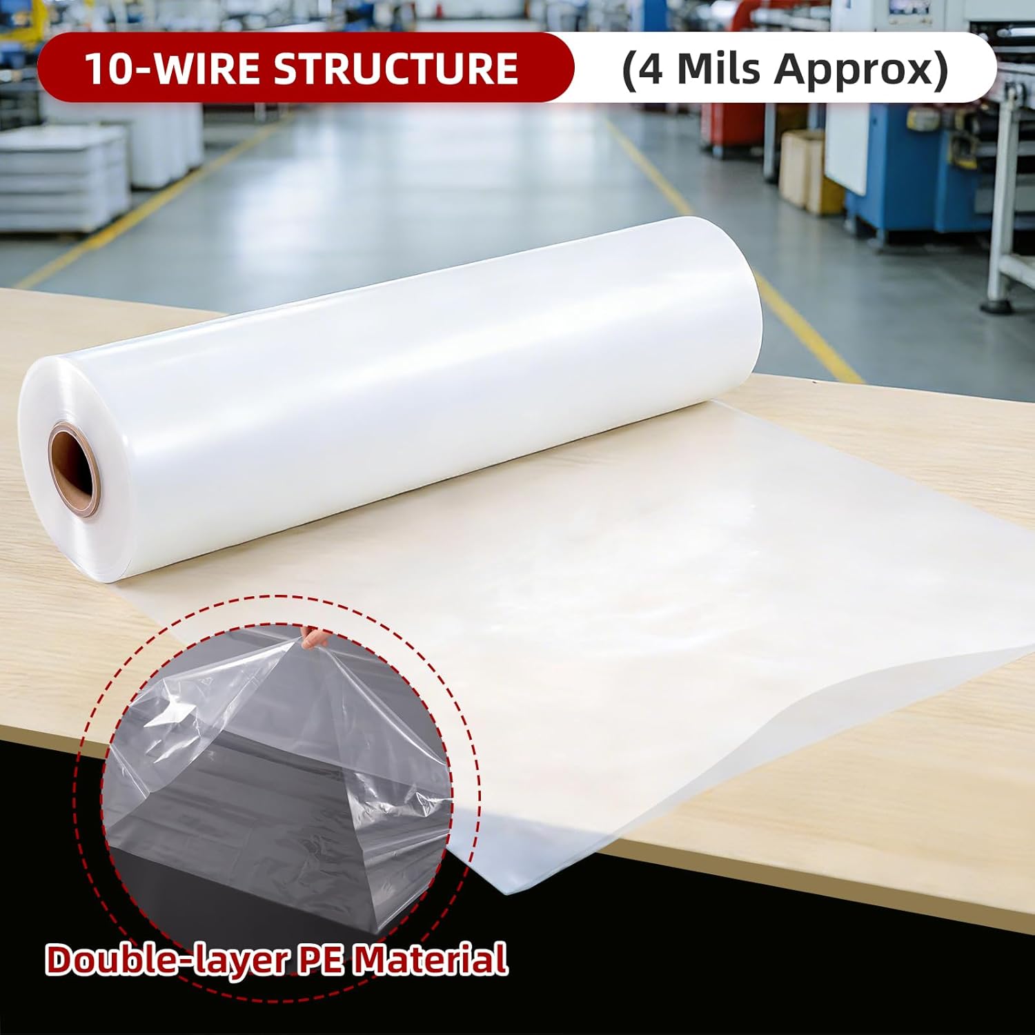 ATOLS 200ft x 25in Lay Flat Poly Tubing Roll – Heavy-Duty Plastic Tubes for HVAC Ducting, Temporary Airflow, Dust & Fume Removal – Fits 8" to 16" Blowers