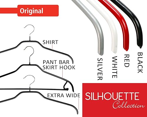 Miniatura 8 de Mawa by Reston Lloyd Silhouette Series - Percha antideslizante que ahorra espacio para camisas y vestidos, estilo 41F, juego de 12, color blanco