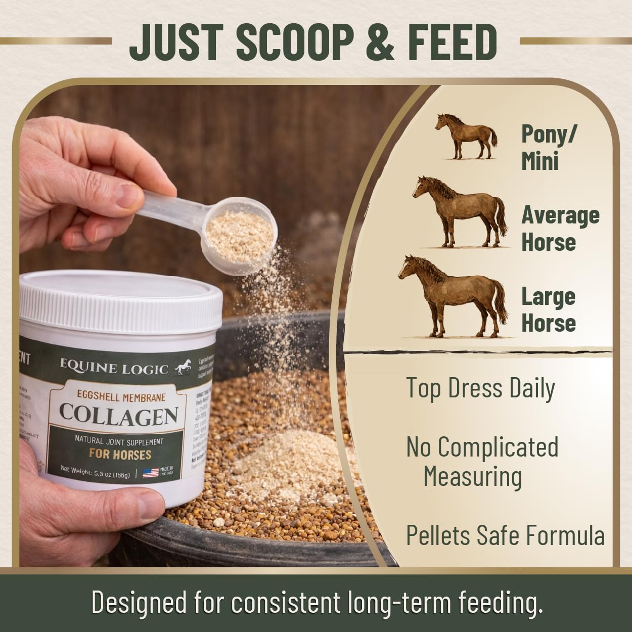 Eggshell Membrane Collagen for Horses – Natural Joint Supplement for Mobility, Cartilage, Tendons & Ligaments – Supports Flexibility – Pure Eggshell Membrane – Made in USA – 5.5 oz