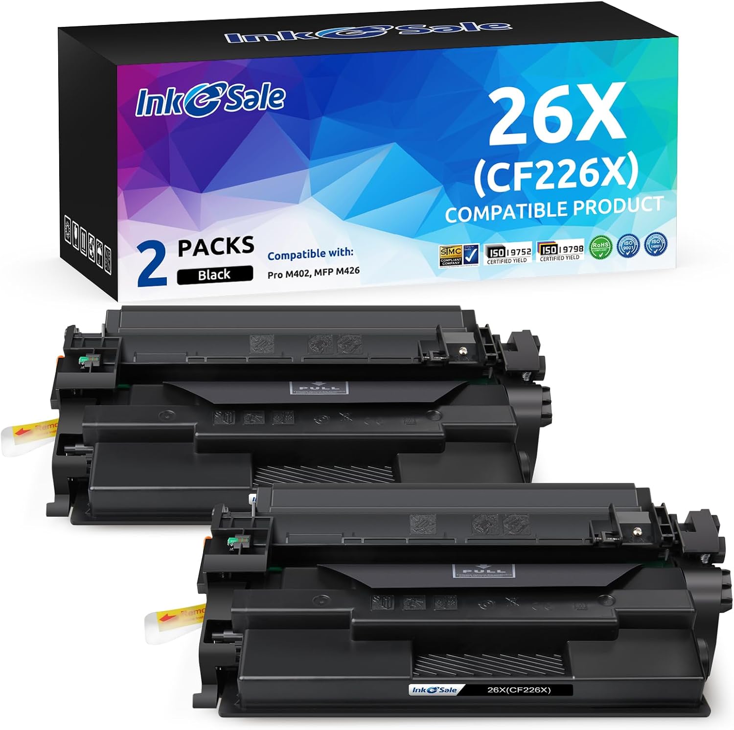 INK E-SALE Compatible Toner Cartridge Replacement for HP 26X CF226X 26A CF226A (Black, 2-Pack High Yield), for use with HP Laserjet Pro M402d M402n M402dn M402dw M402dne, MFP M426dw M426fdw M426fdn