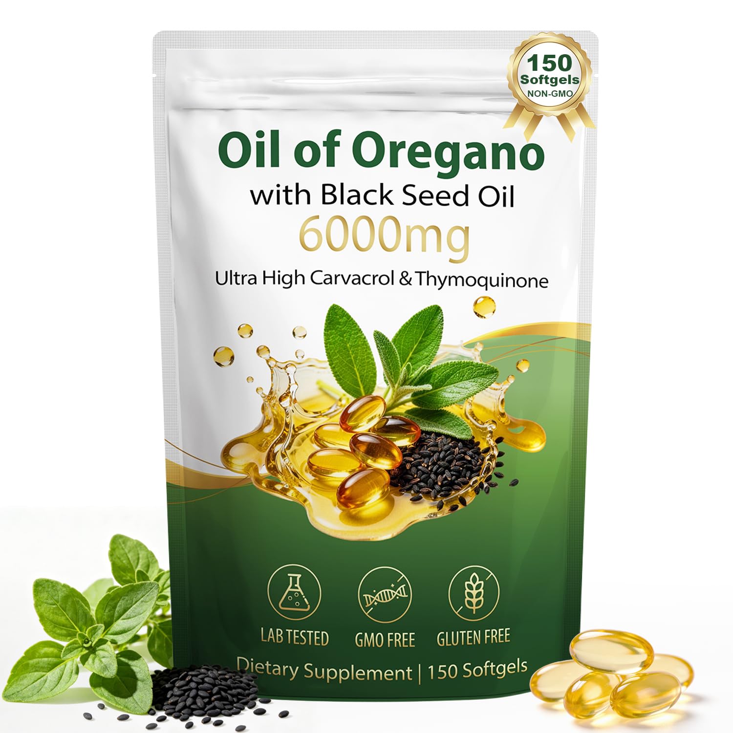 Oil of Oregano with Black Seed Oil Softgels 6000mg