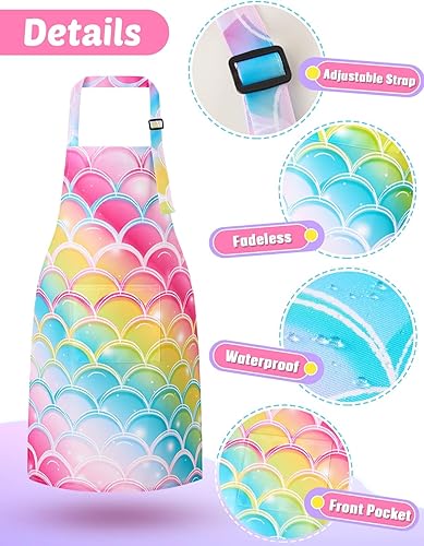 Miniatura 10 de WERNNSAI Paquete de 2 delantales para niños pequeños, delantales artísticos para niños pequeños