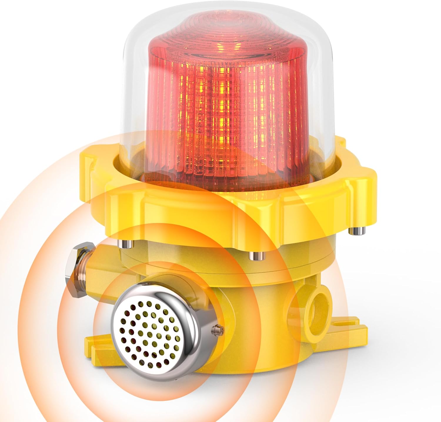 Industrial Rotating Siren Alarm with Red Strobe Light, High-Decibel 120dB Emergency Buzzer Beacon for Warehouse, Machinery, Intruder Alert DC24V