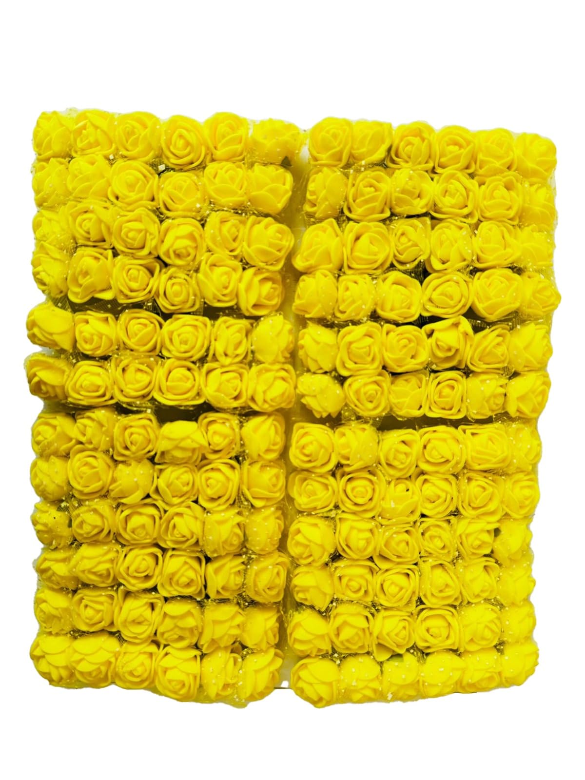 Artificial Flowers Foam Roses Yellow Wedding Flowers Fake Flowers Bridal Bouquets Birthday Wedding Party Flower Arrangement DIY Crafts Accessories Home Party Decoration 144 pcs 3 Pack โ image 1