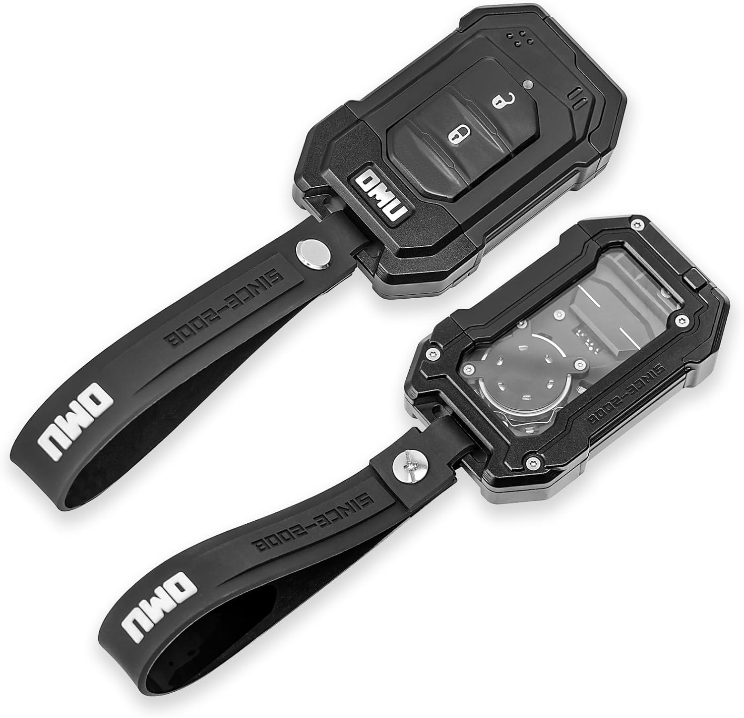 Metal Key Fob Cover Compatible with 2018-2024 Jeep Wrangler JL Gladiator JT Full Protection Key Case Shell Black