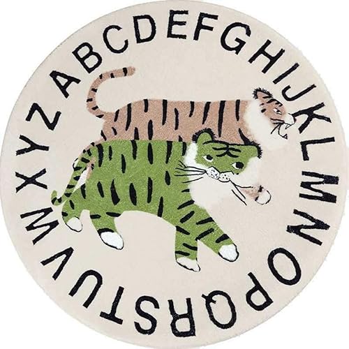 Miniatura 6 de Tapete de juego para niños de 4.6 pies, redondo de dibujos animados, suave, antideslizante, tapete para puerta de habitación de niños, alfombra para