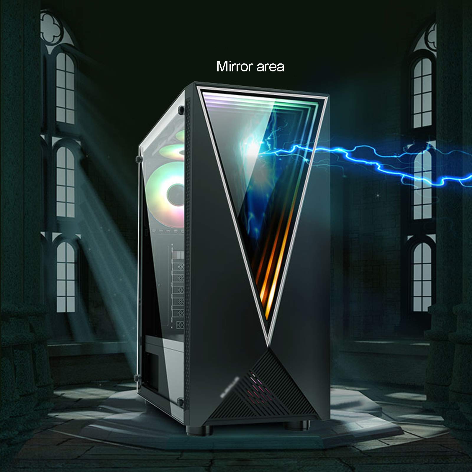 Caso di Computer ATX ATX Mid Tower PC Gaming Case - Porta USB Anteriore - Pannello Laterale in Vetro temperato a sgancio rapido - Sistema di Gestione dei Cavi