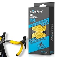 Vista 1 de ALIEN PROS Cinta para manillar de bicicleta EVA (juego de 2) amarilla, mejora el agarre de tu bicicleta con estas cintas para manillar de bicicleta