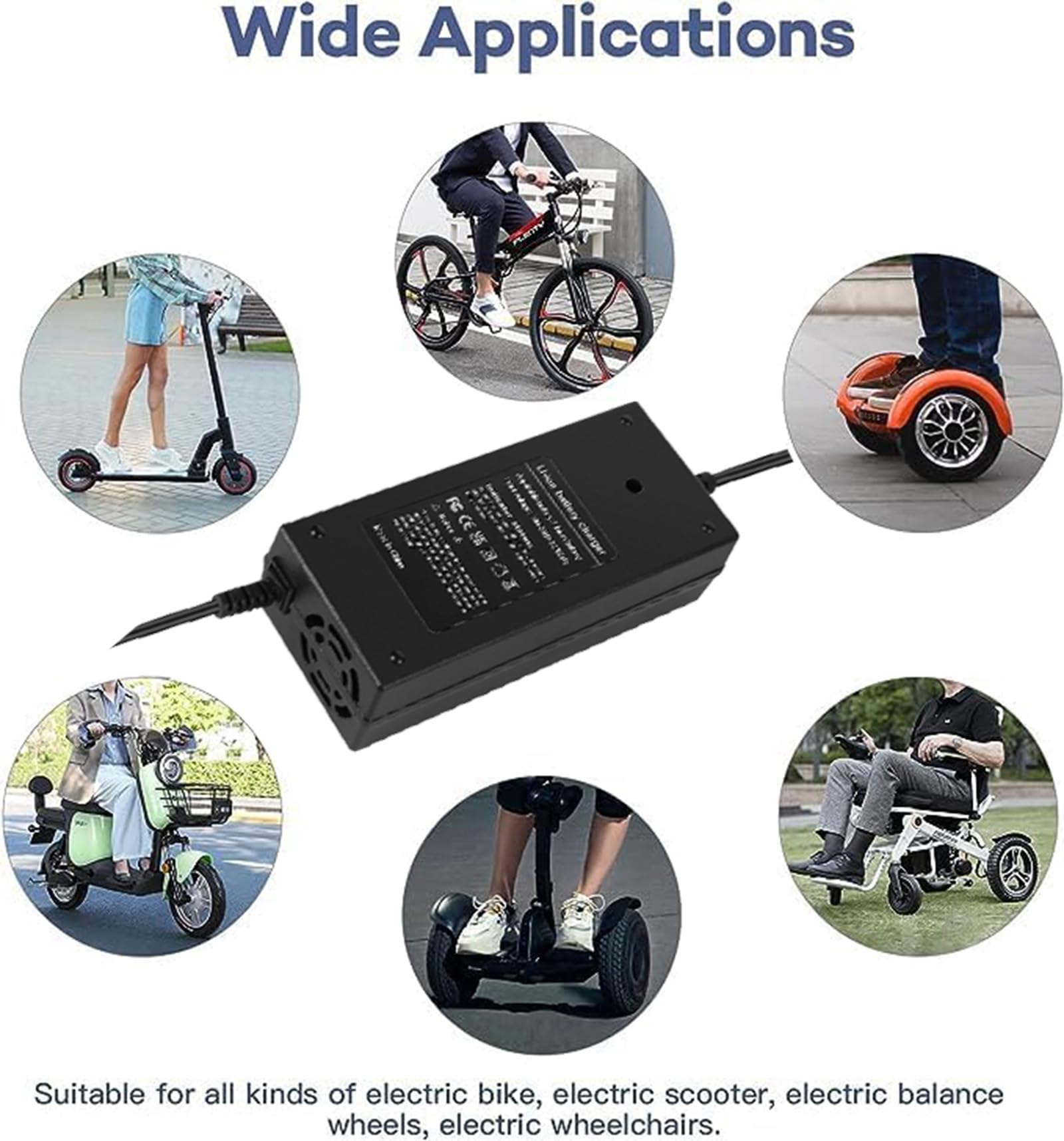 Adaptateur chargeur 58,8 V 2,5 A pour scooter Varla Eagle One, Eagle One/Eagle One V2.0/Eagle One V3.0 avec batterie 52 V