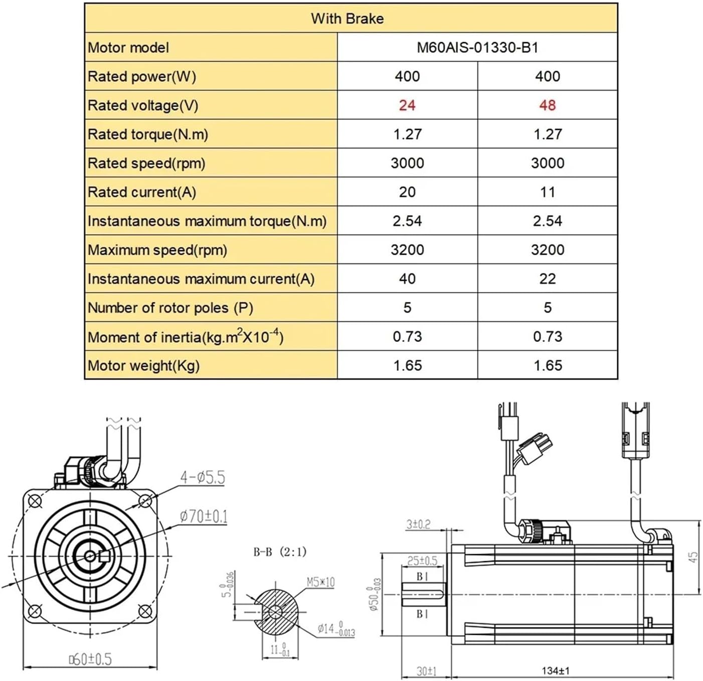 DC24/48V 3000rpm Low Voltage Servo Motor Drive Kit 17Bit Multi Turn Magnetic Encoder 100/200/400/750/1KW RS485(24V Single Turn_2. M)
