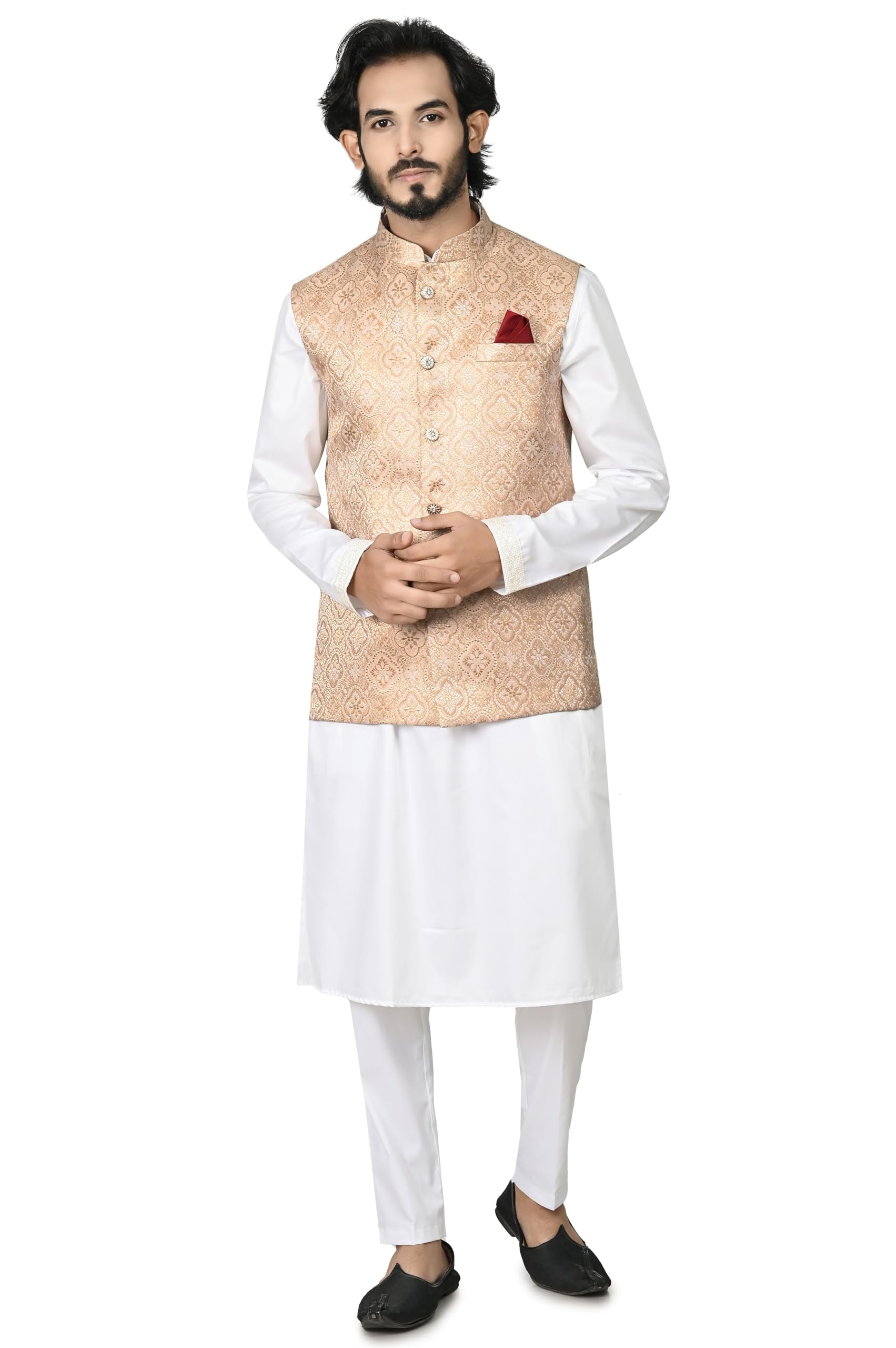 doorzi Men's Brocade Self-Textured Nehru Jacket-picture-10