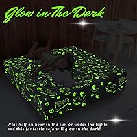 Vista 5 de MeMoreCool Dinosaur Glow Foam Kids Play Couch Set, Gray Modular Sofa & Lounger – Glow-After-Light Dinosaur Pattern, Machine-Washable Cover