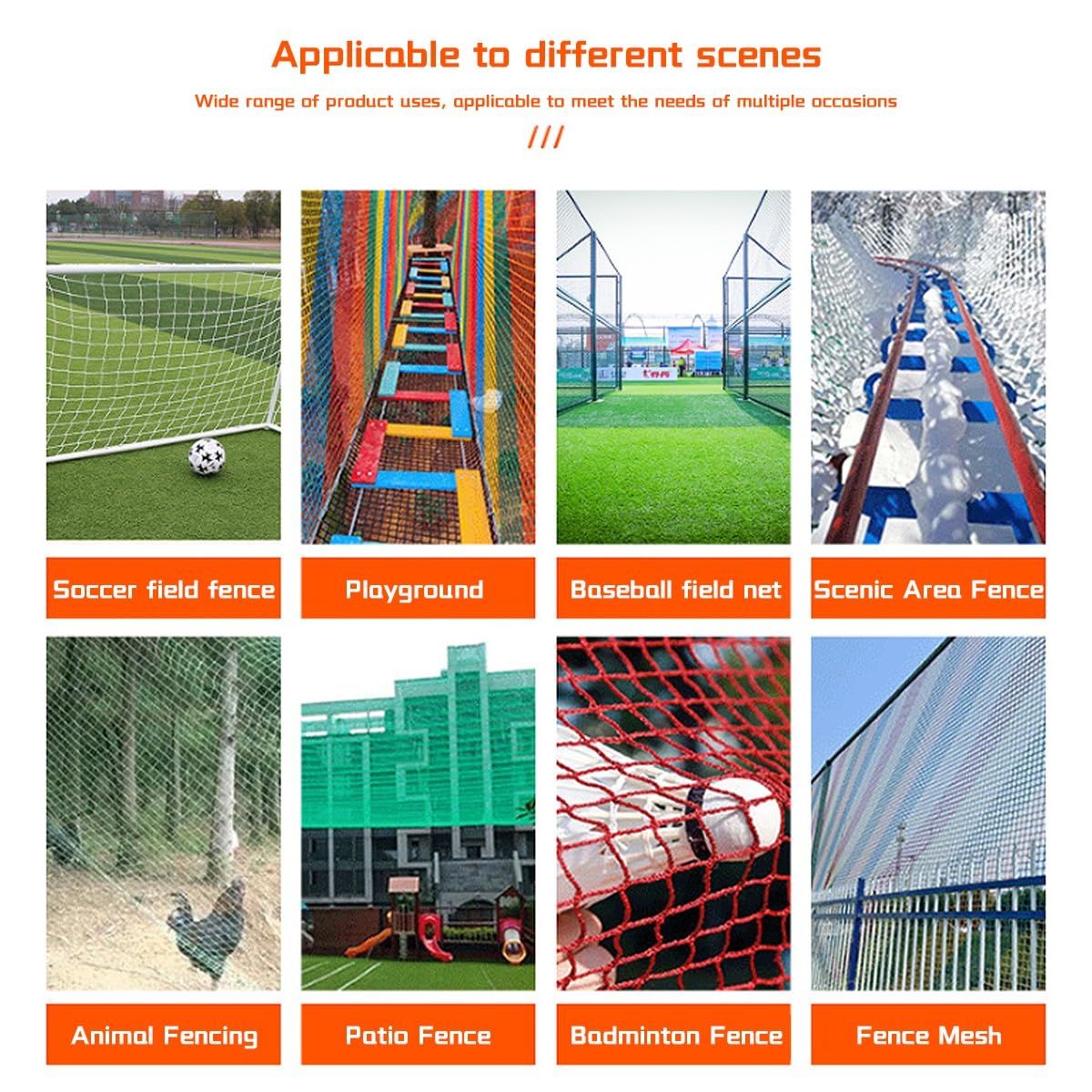 Fallschutznetz für Haustiere und Kinder, kein Knoten, Sportzaun für Treppen, Balkone, Spielplätze, Innen- und Außenbereich, Dekoration, mehrfarbig (1 m x 4 m)