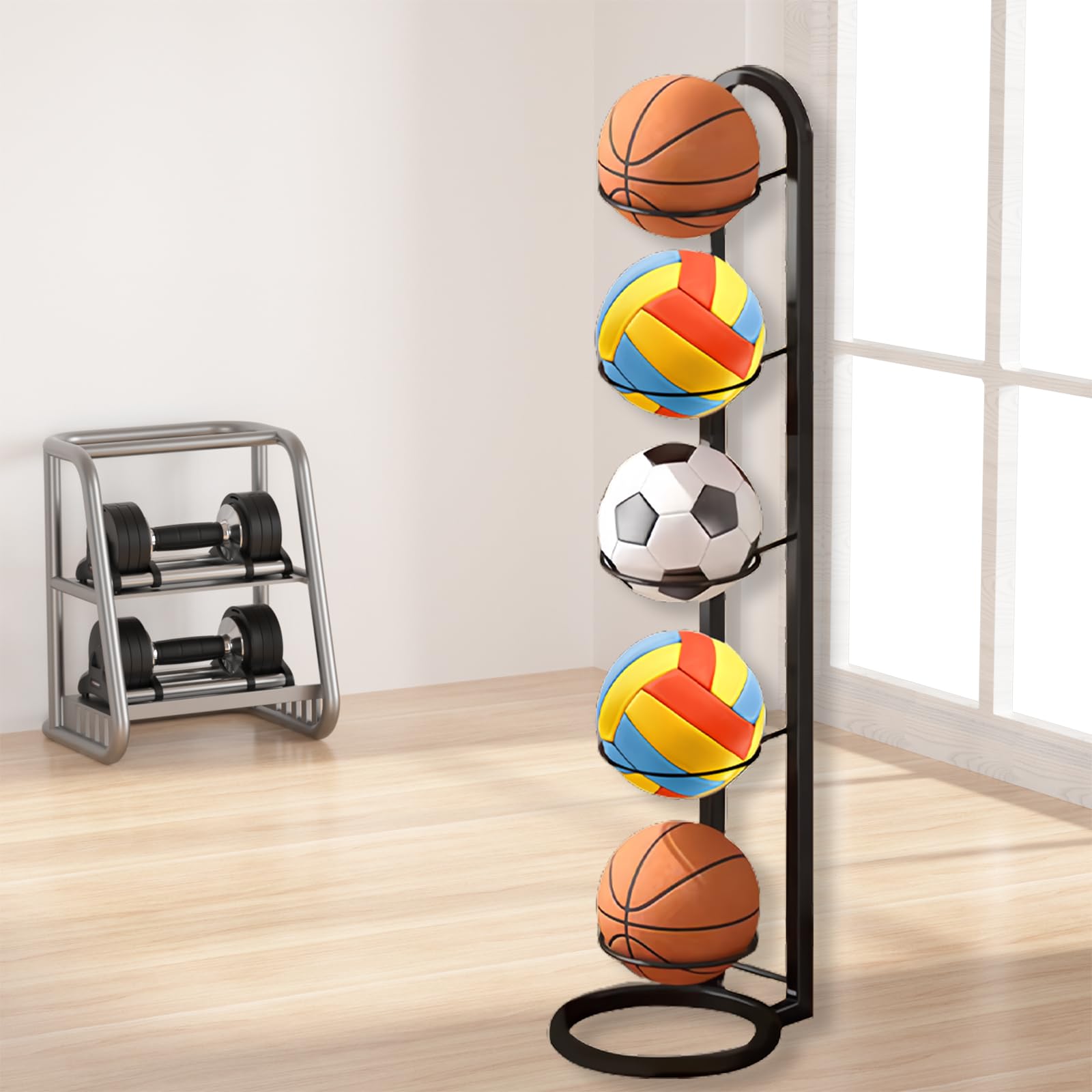 Estantería de 5 niveles para baloncesto, fútbol, voleibol y rugby