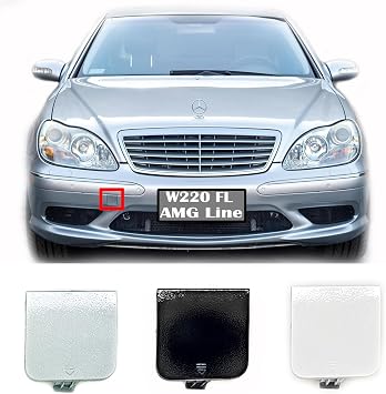 غطاء السحب الأمامي لـ 03-06 مرسيدس بنز S Class W220 AMG Line Fit S280 S320 S350 S400 S430 S500 S600 S55 S65 2003 2004 2005 2006 غطاء عين هوك الوفير أبيض