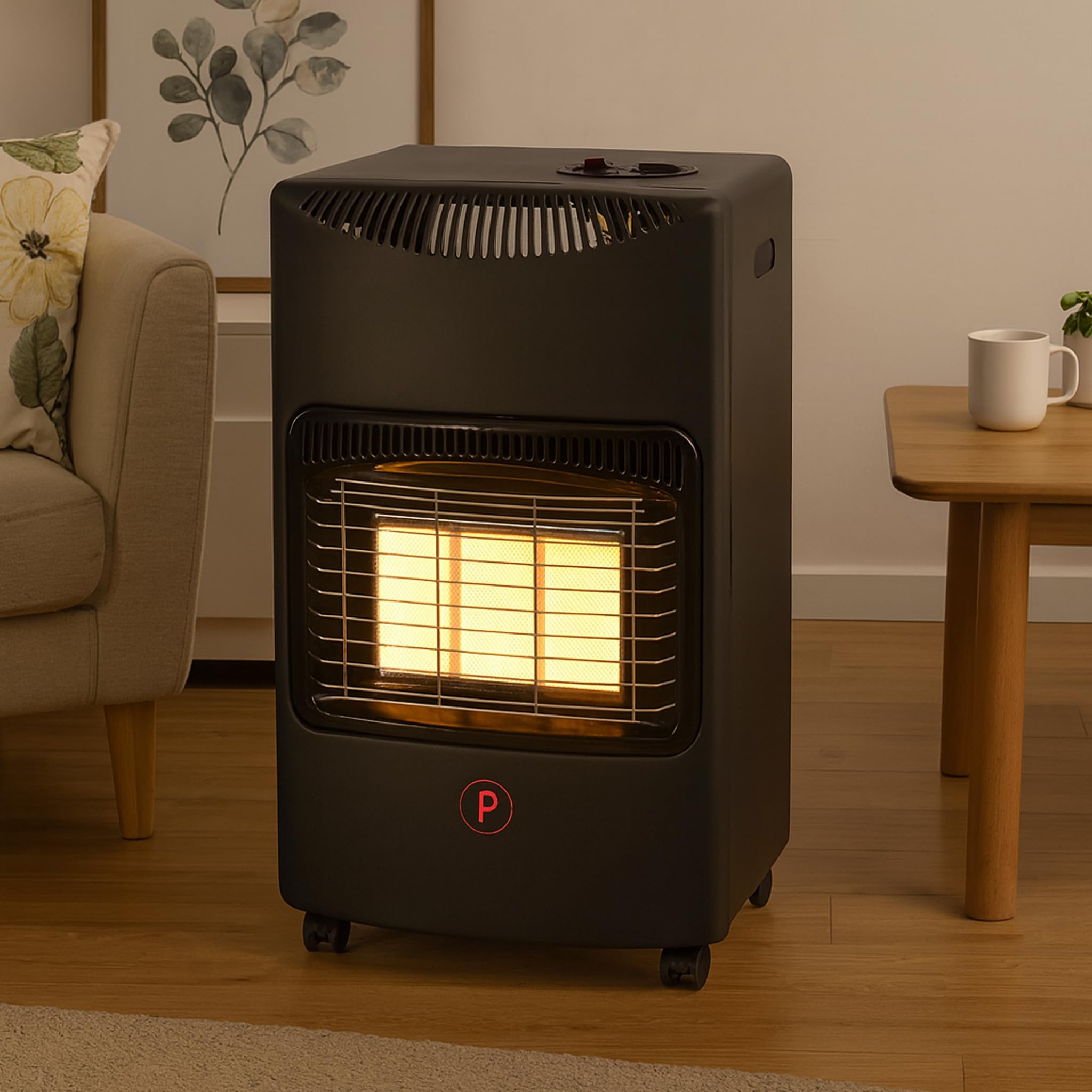 Stufa catalitica a Gas GPL a Infrarossi "ETNA" 4,2kW 3 Potenze con Accensione Piezo Elettrica Vano Porta Bombola Dispositivo di Sicurezza antiribaltamento, Controllo Fiamma e Livello Ossigeno