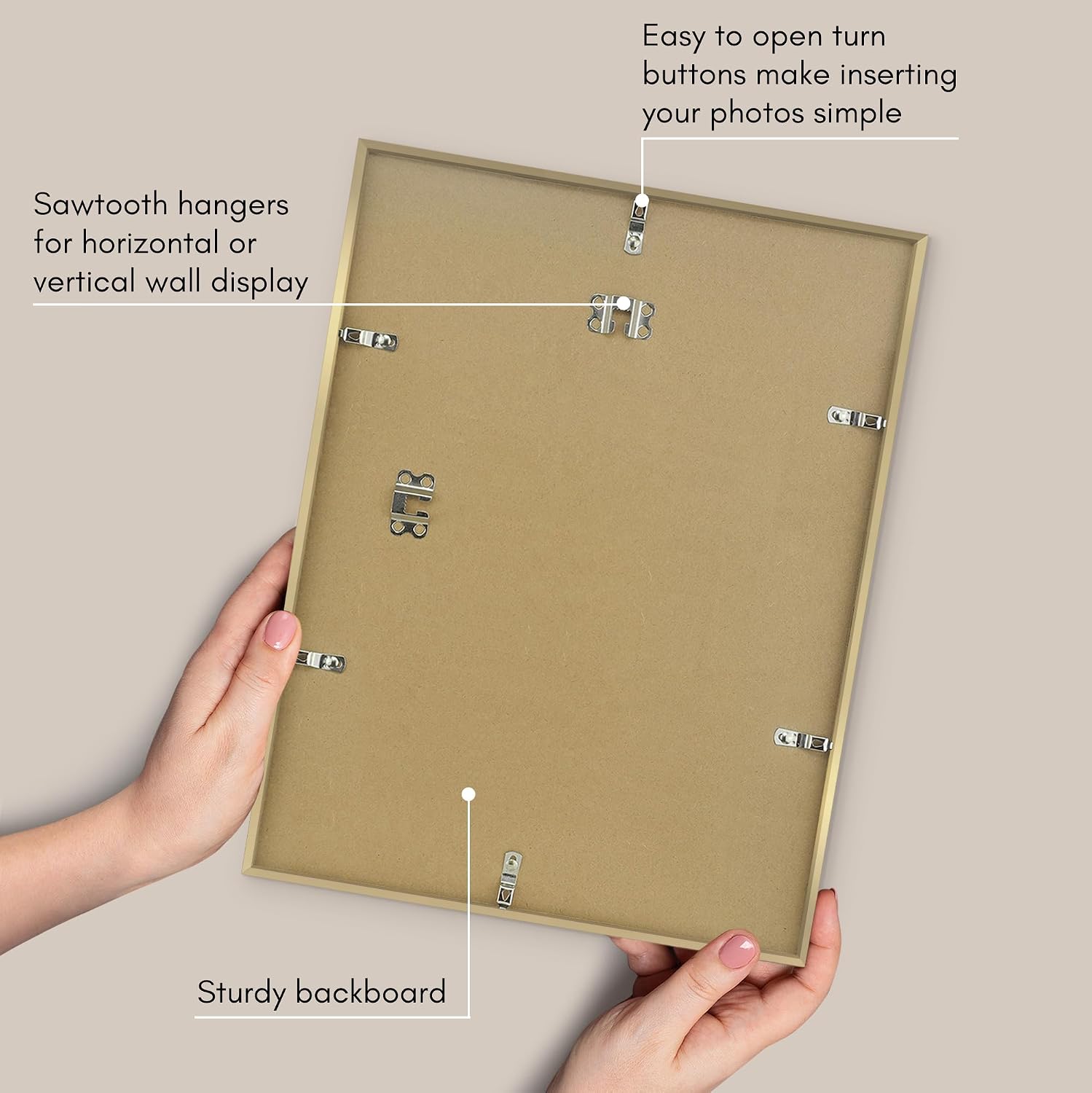 Americanflat 14x18 Picture Frame with Polished Plexiglass - Use as 5x7 Frame with Mat or Display 14x18 Photo Without Mat - Streamline Collection - Thin Border Picture Frames for Wall - Gold