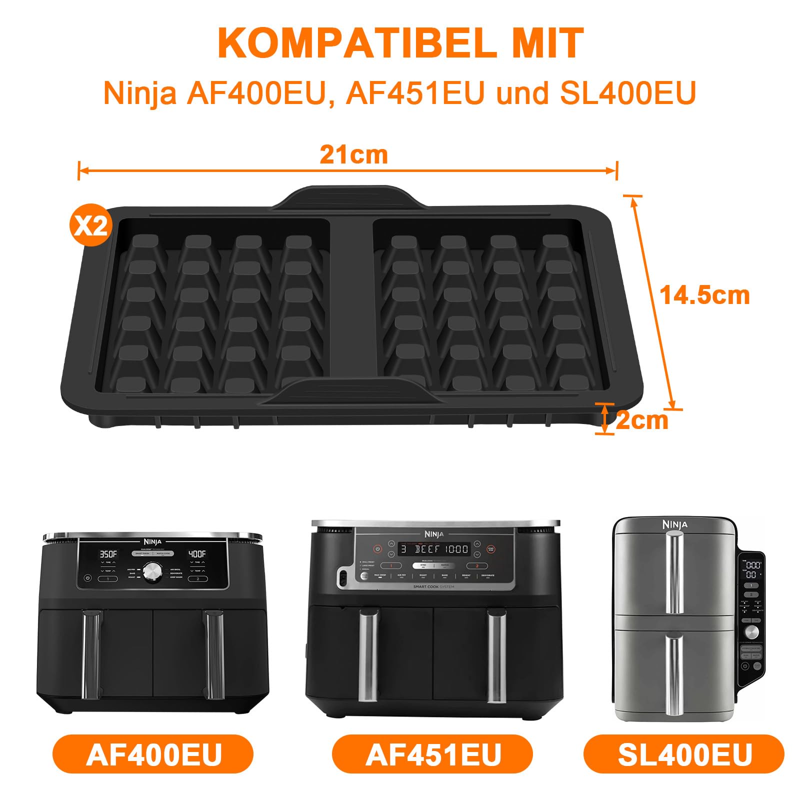 Crewell Silikon Aufbewahrungsregal Für Ninja Airfryer - Platzsparendes Zubehör Für AF400EU & AF451EU