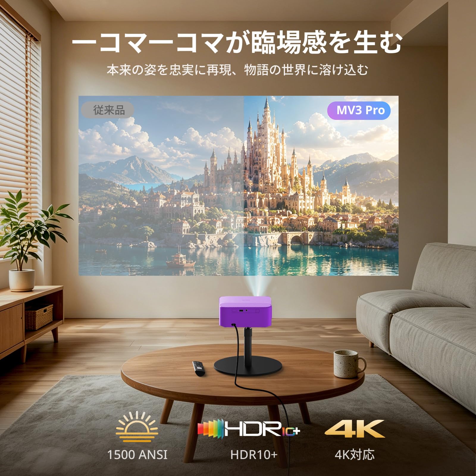 Amazon.co.jp: プロジェクター家庭用 天井投影 自動台形補正 オート