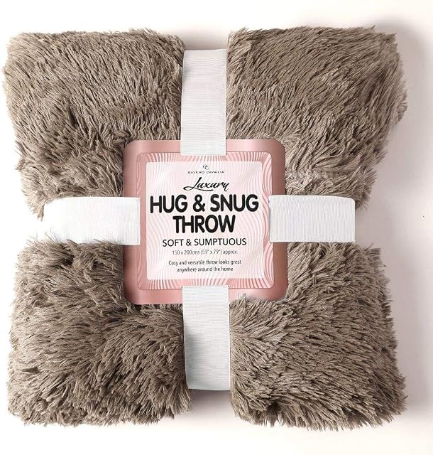 Style Spot New Luxury Fluffy Faux Fur HUG & SNUG Super Soft Warm Cosy Fleece Blanket Large Sofa Bed Throw (Mink)