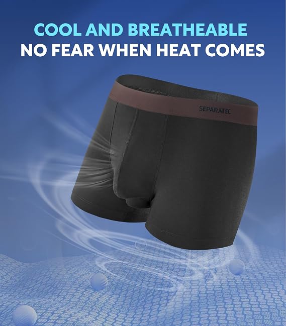 Separatec Mens Underwear Rayon Made from Bamboo Underwear Men, 3.5-Inch Legs Breathable Trunks for Men, 4 Pack