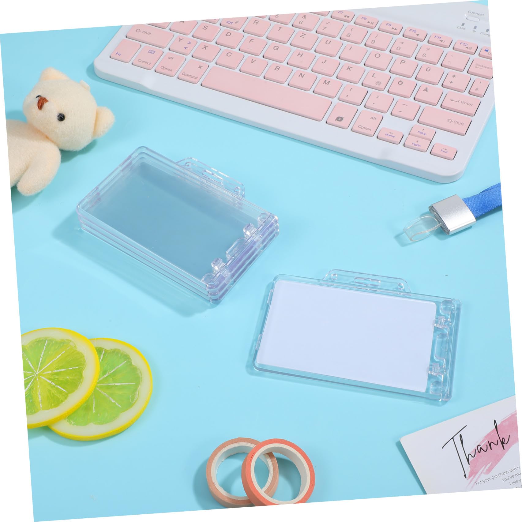NUOBESTY 5 Set di Porta Badge Orizzontale in Materiale Sicuro per Scuola Ufficio Lavoro Carta di Credito Cartellino Porta Compatto E Leggero 4 Pezzi * 5