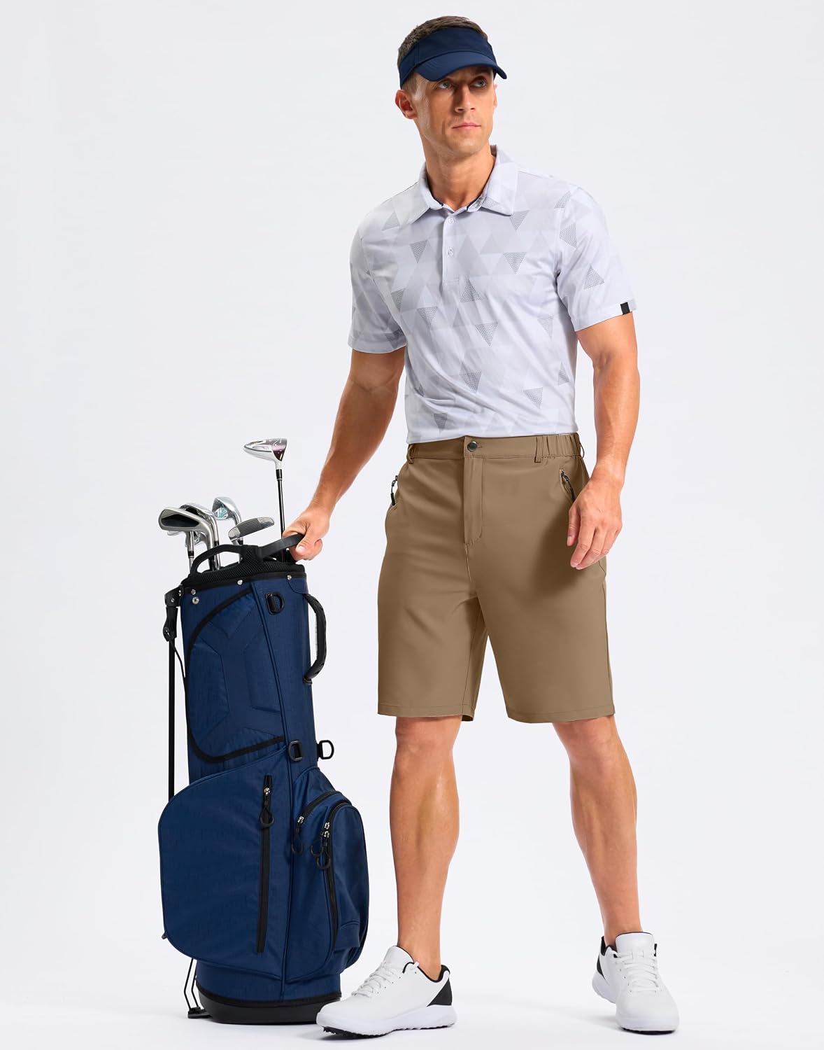 Pudolla Mens Hiking Shorts 5"/7"/9" Lightweight Quick Dry Casual Golf Shorts for Men Work Fishing with 3 Zipper Pockets