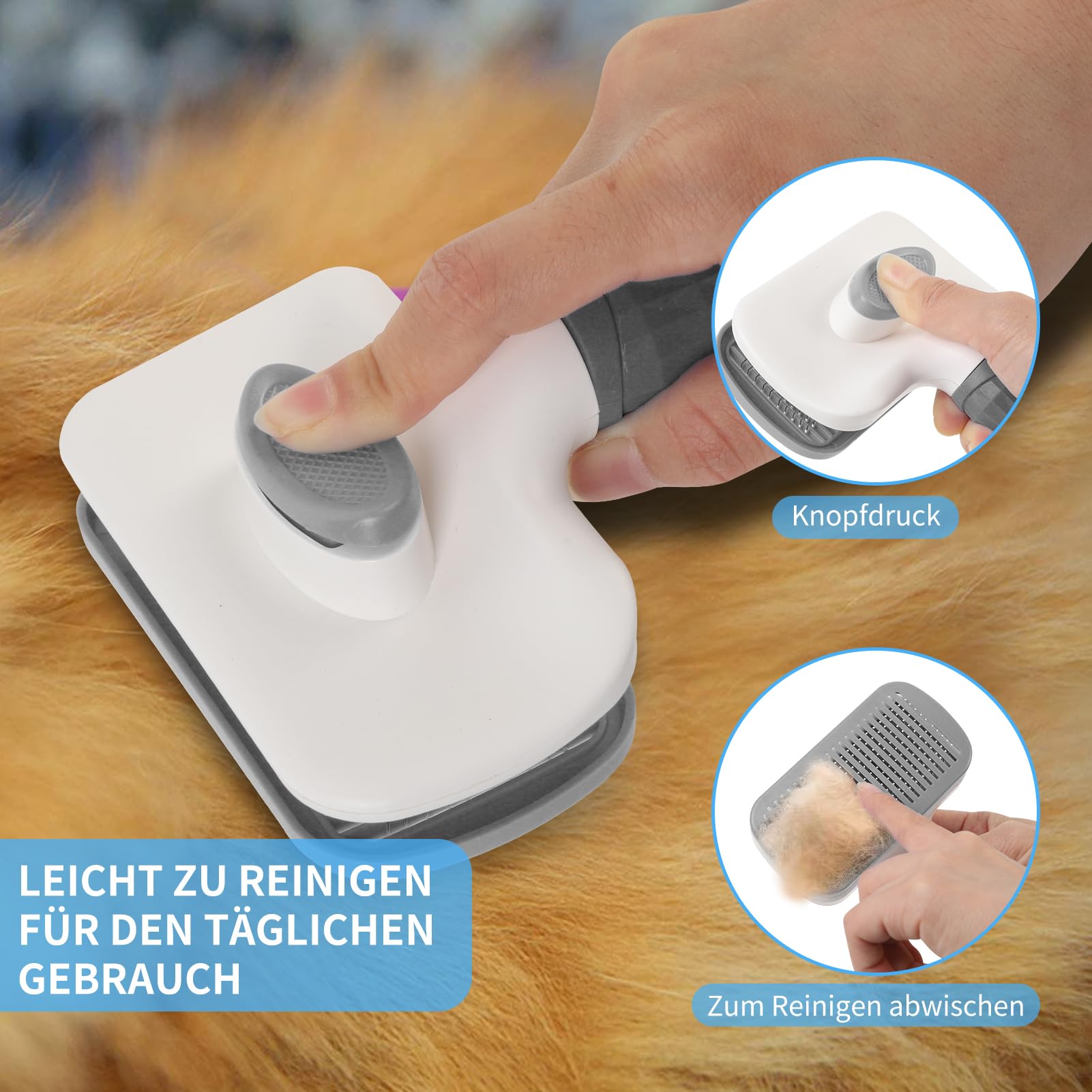 Set di 9 spazzolini per animali domestici autopulenti depilazione professionale multifunzione per cani e gatti (grigio)