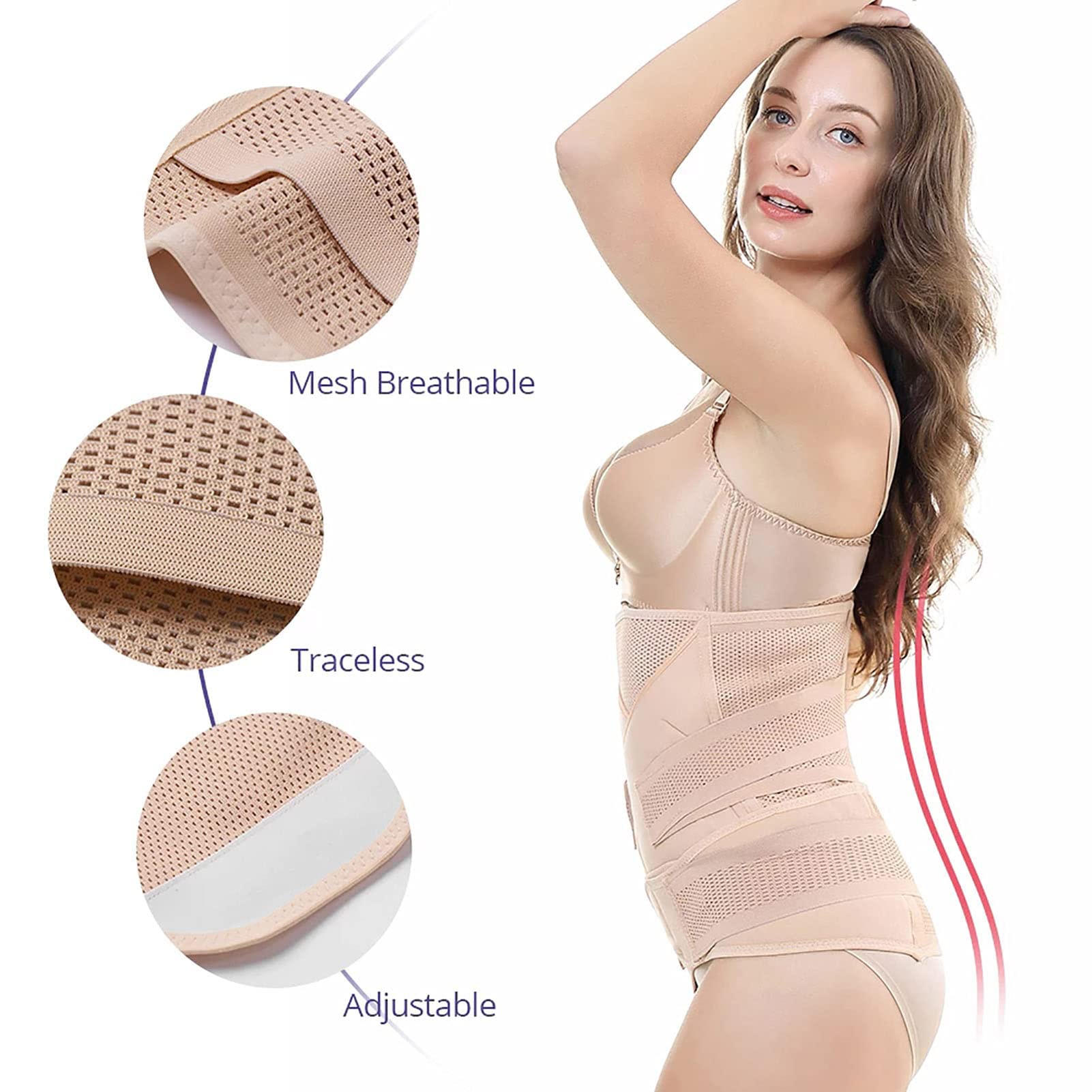 3 in 1 Post-Partum Supporto per La Pancia Involucro di Recupero, Supporta La Stabilità Muscolare E Scheletrica, Donne E maternità, Cinturini per Donne Shaper per Il Corpo