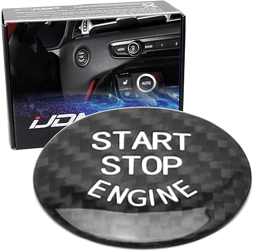 iJDMTOY Cubierta de botón de arranqueparada de motor de fibra de carbono real negra de estilo premium compatible con Toyota MKV Supra GR A90 A91