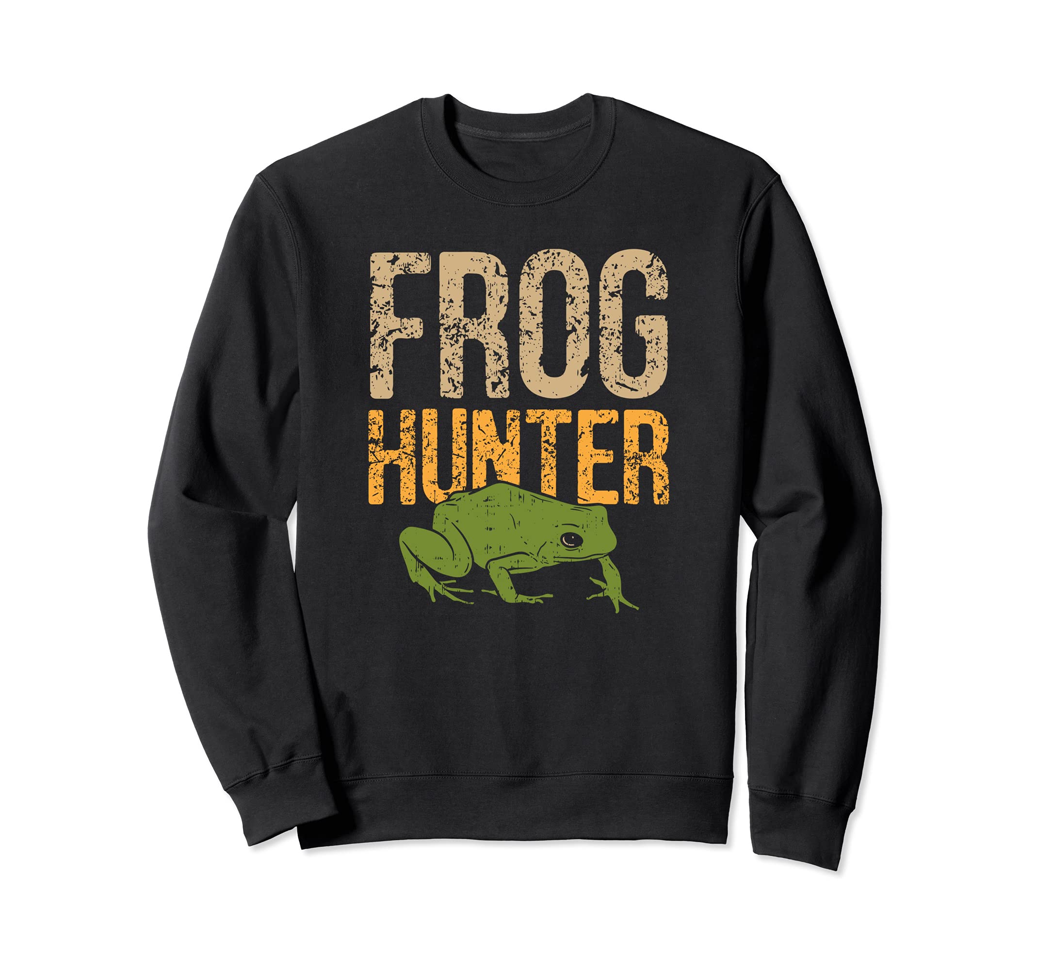 Frog Hunter l Amphibian Frog Catcher Humor Sweatshirt, Black