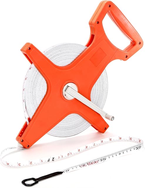 Coloch Open Reel Fiberglass Tape Measure, 330 Feet/100 Meters Yard Measuring Tape Dual Sided Reel Tape with Inch/Metric Scale Retractable Long Tape Measure for Engineer, Yard, Field,Christmas Gift