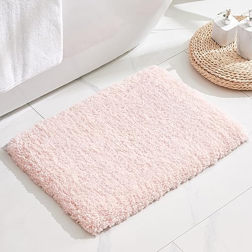 Miniatura 9 de Alfombra antideslizante y esponjosa para el piso del baño, lavable, afelpada, para lavabo y ducha, absorbente, color rosa, 20 x 32 pulgadas