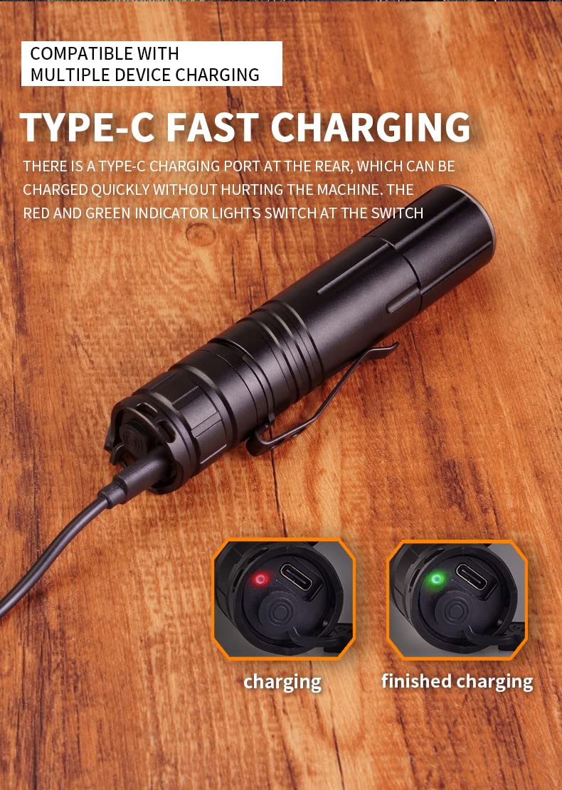 AdamPark Torcia Tattica XHP50.2 10000 Lumen – Ricaricabile USB-C, IPX7 Impermeabile, Zoomabile, 5 Modalità, Con 2 Torce E 2 Cavi (Set Da 2 Pezzi)