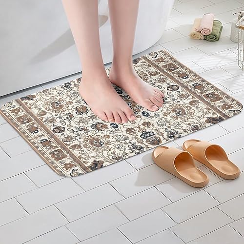 Miniatura 2 de Erosebridal Tapete de baño oriental vintage, Art Deco floral para puerta de entrada, tapete de baño tribal bohemio, tapete de baño tradicional