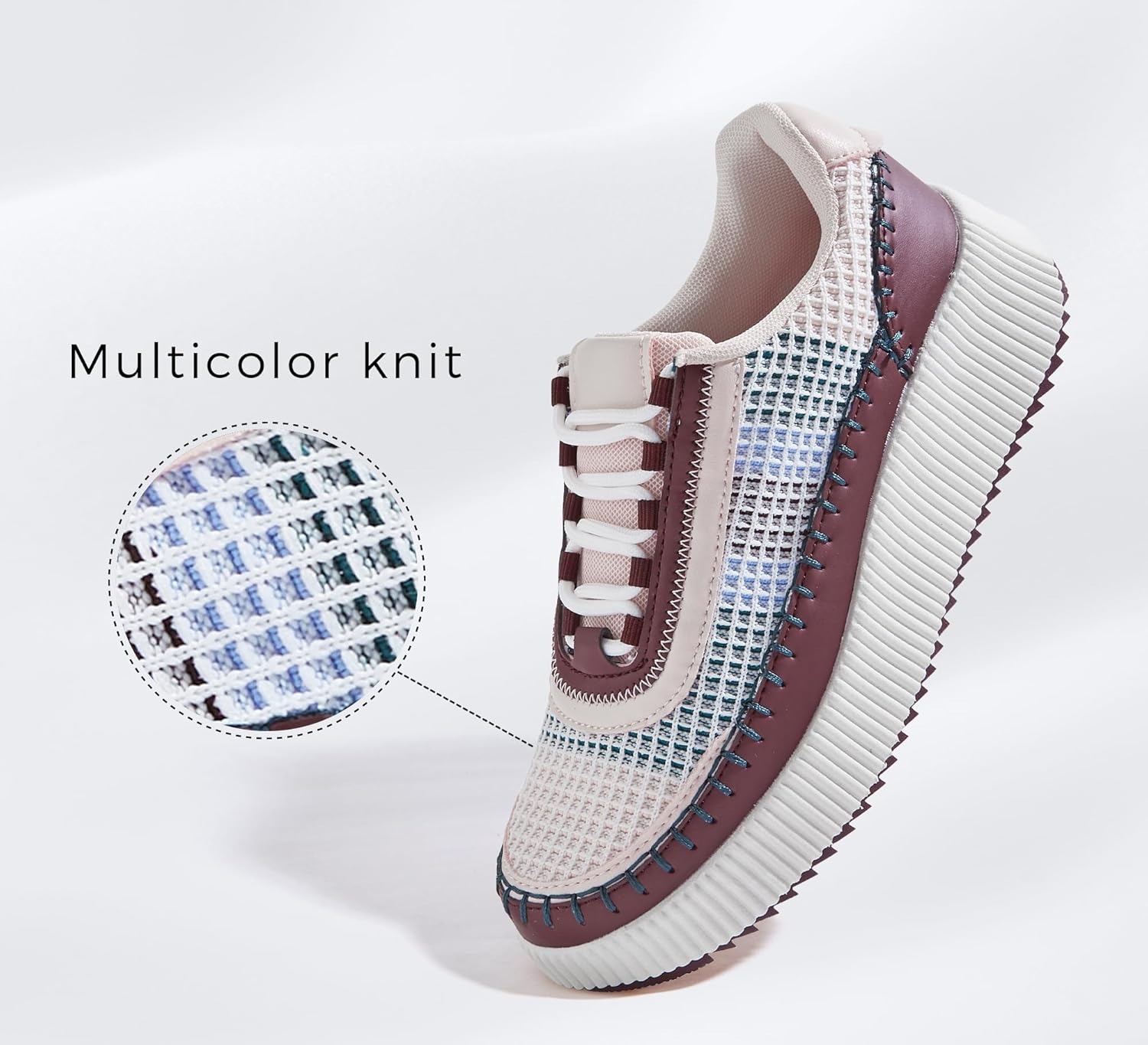 LUCKY STEP Women's Platform Sneakers Rhinestone Fashion Chunky Casual Sparkly Retro Braided Walking Shoes - Image 3