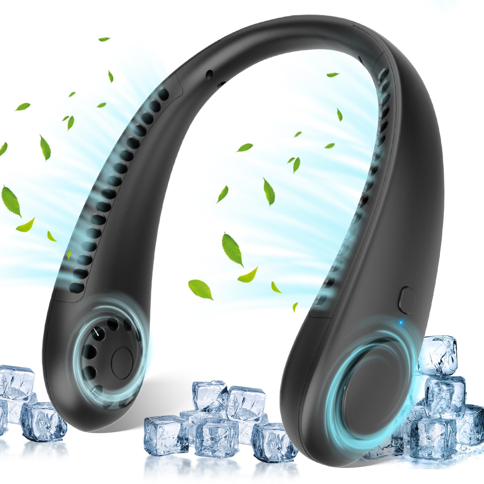 Portable Neck Fan - Hands Free Bladeless With 360° Cooling Airflow, USB Rechargeable Quiet Wearable With 3 Wind Speed for Sports Outdoor Indoor