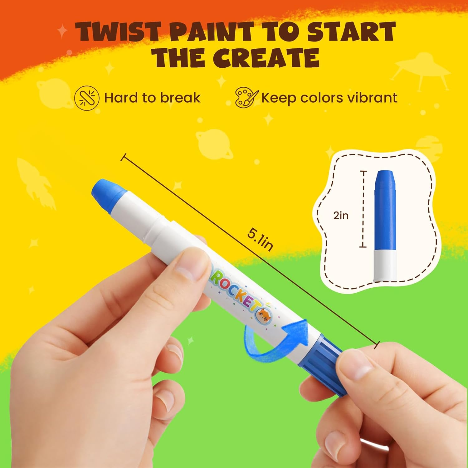 JUPITEARTH 24 Colors Crayons for Toddlers + 36 Colors Washable Rocket Tempera Paint Sticks for Kids, Non-Toxic and Quick Drying