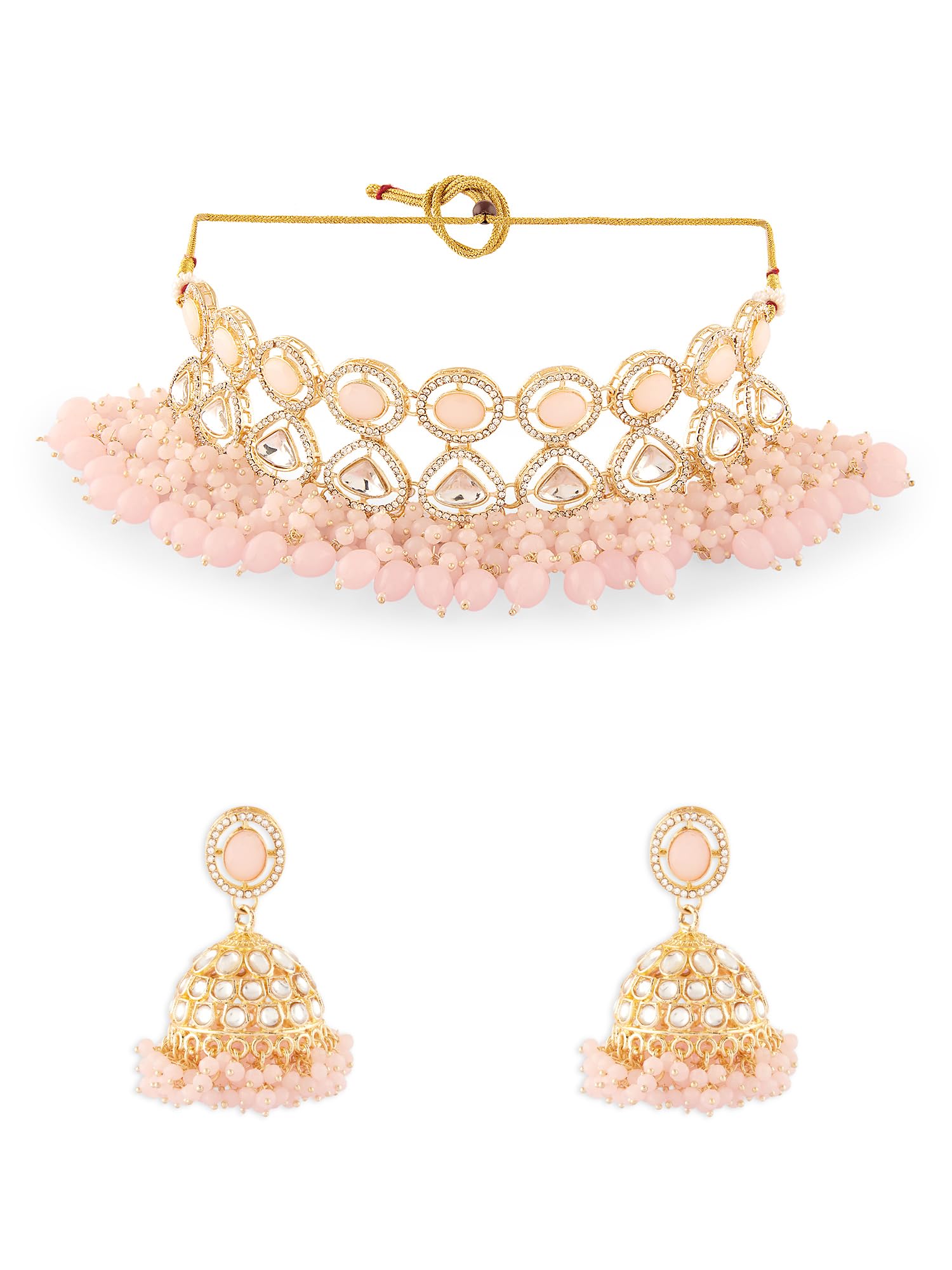 ZAVERI PEARLS Pink Cluster Beads Stones Dazzling Austrian Diamonds Choker Necklace & Earring Set For Women-ZPFK18088 (B0D3GVY74N) Amazon Price History, Amazon Price Tracker