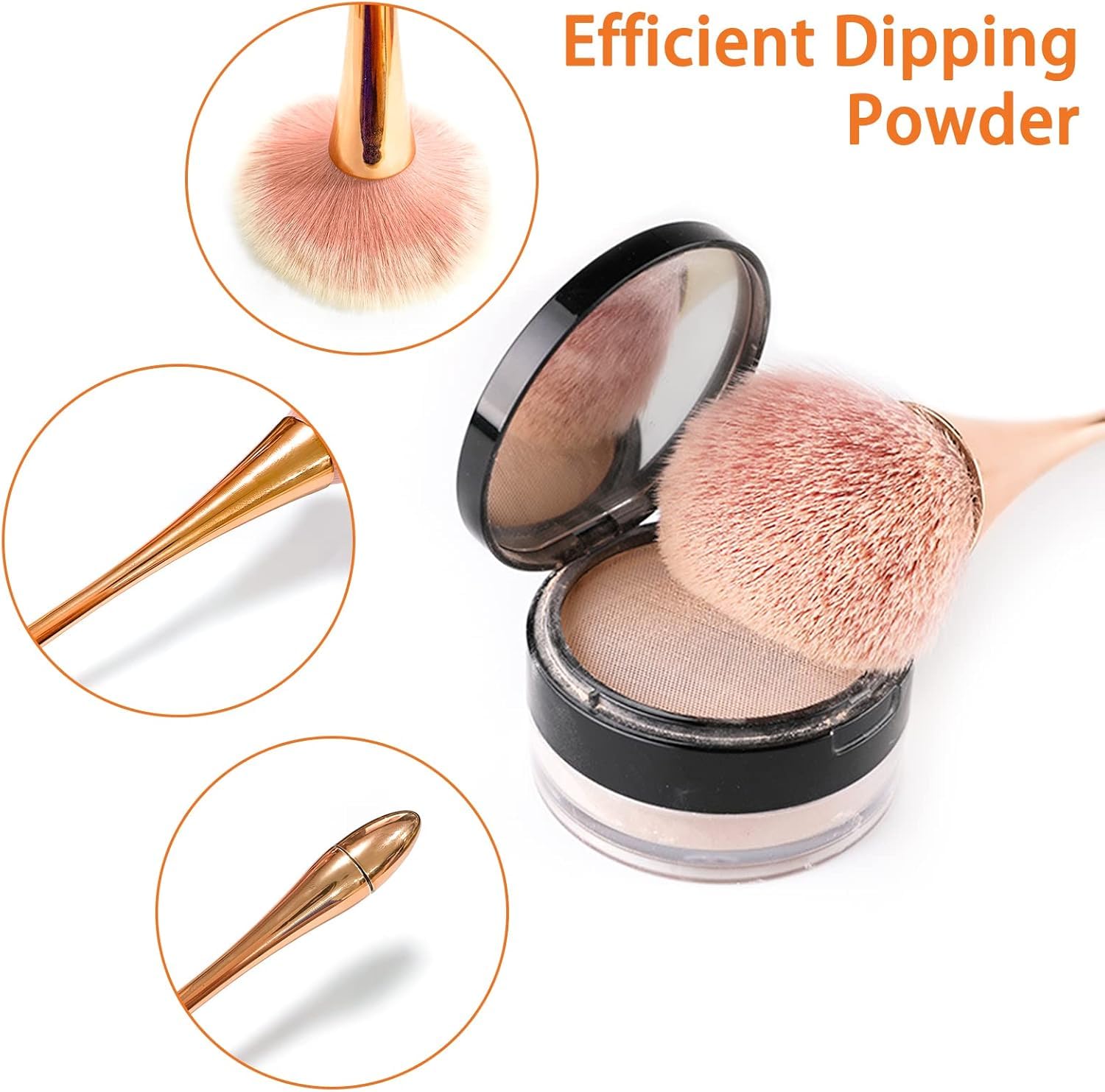 Professional Powder Makeup Brush – Ultra-Soft Bluffer Brush Synthetic Bristles for Foundation, Blush, Cream - Oval Foundation Brush for All Skin Types Soft Bristles Nail Brush Cosmetic Applicator Brush - Image 3 thumbnail