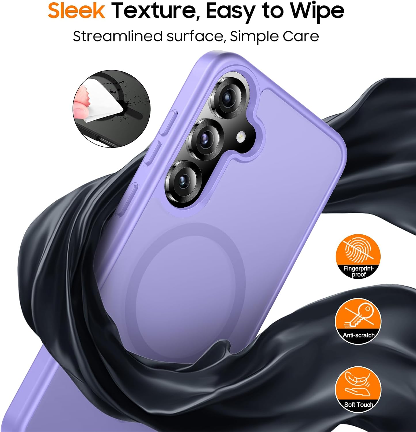 Designed for Magnetic Samsung Galaxy S25 Case,[Compatible with MagSafe] [Military Grade Drop Protection] Slim Translucent Matte Shockproof with Anti-Fingerprint Phone Case-Light Purple image 4