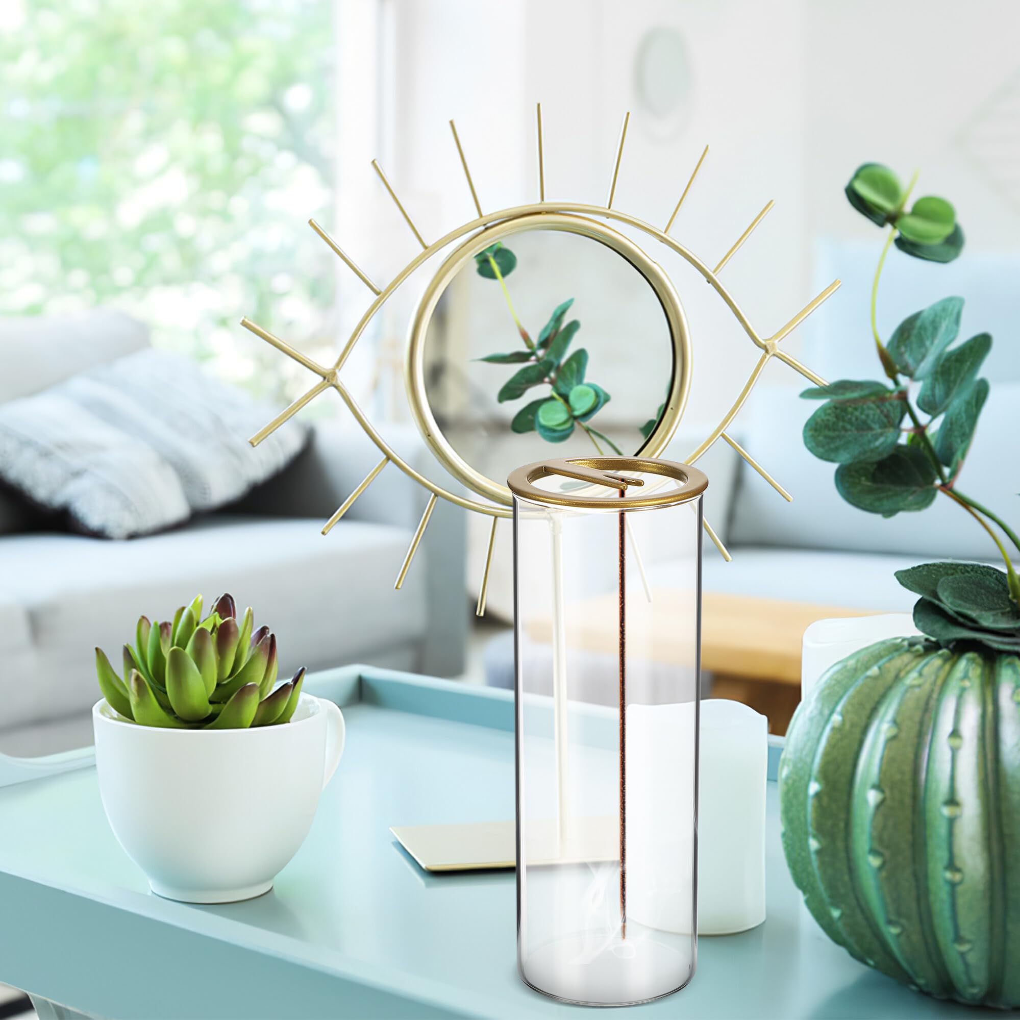 Porta Incienso de Cristal 2 Piezas de Borosilicato Tapa