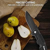 Vista 7 de Cuchillo de bolsillo, cuchillos tácticos plegables con hoja de 2.6 pulgadas, cuchillo pequeño de supervivencia plegable con clip, bloqueo de botón