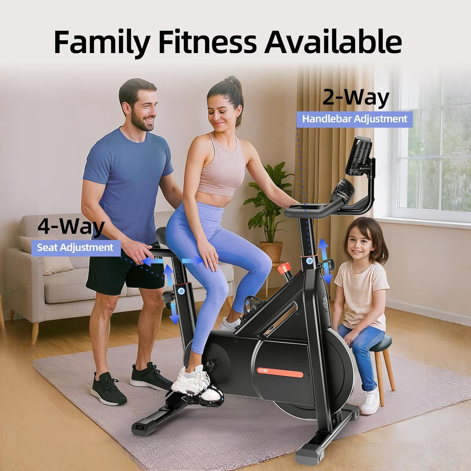 Bluearth Heimtrainer Fahrrad mit Magnetischem Widerstand, Hometrainer Fahrrad mit Smart App, Leise & Bequem Indoor Spinning Bike mit Immersivem Erlebnis und Live-Kursen, Max. 150KG