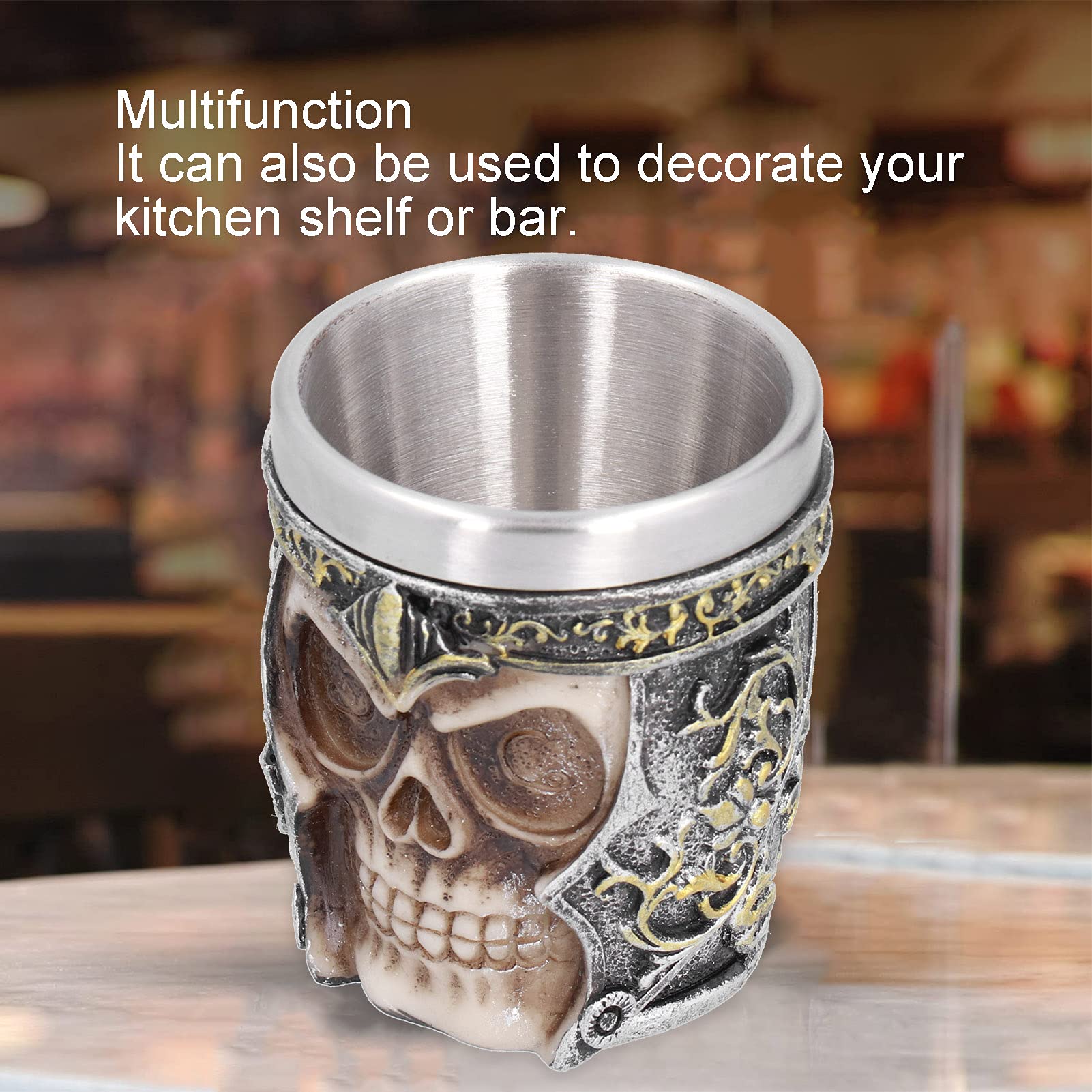 Tasse à Bière Crâne Viking En Acier Inoxydable - 4.2 Oz - Design Gothique Nordique - Cadeau Festival