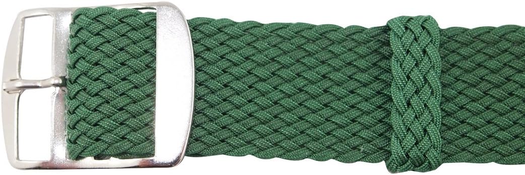 Sweat-free Perlon watch band strap with adjustable buckle for men and women | Apple watch compatible (Green, 18 mm)