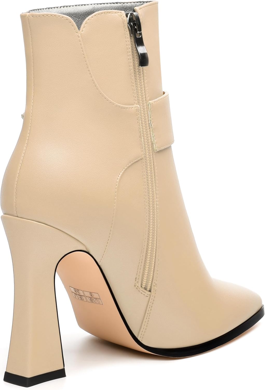 Womens Boots, Pointed Toe Ankle High Boots for Women, Side Zip High Heel Ankle Booties, Ankle Strap Buckle Fashion Short Boot for Daily Working Party