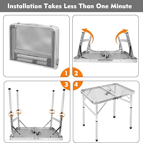 Miniatura 7 de Mesa plegable pequeña, fácil de almacenar, mesa de picnic portátil compacta para parrilla, campamento al aire libre, jardín, patio, comedor,