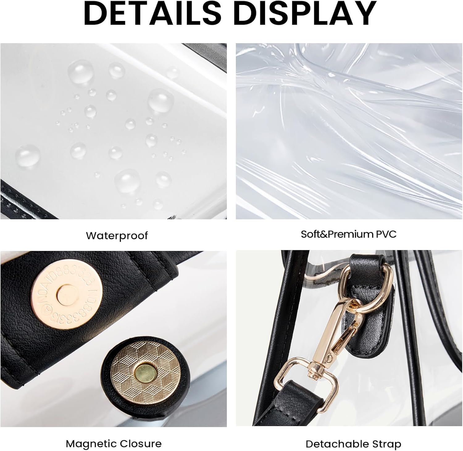 CLUCI Clear Bag for Stadium Events Crossbody Purses for Women Stadium Approved Clear Bag for Concerts Sports Festivals